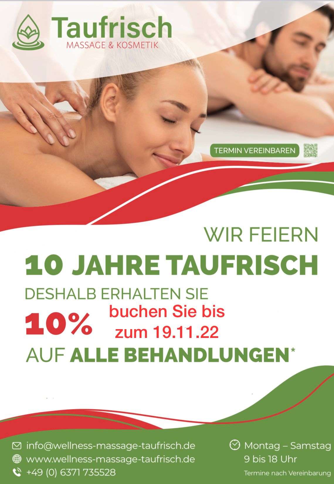 Aktion 10 Jahre Massage Taufrisch