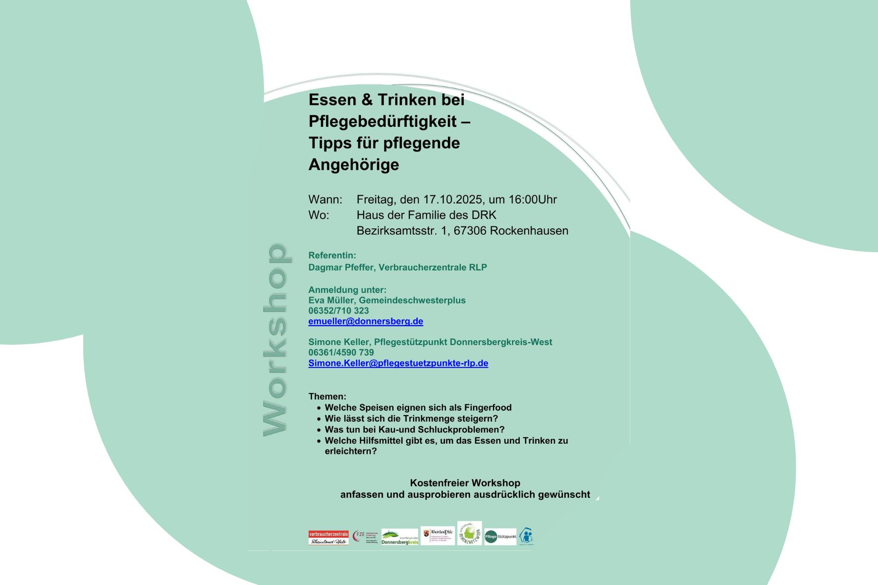 Kostenfreier Workshop „Essen & Trinken bei Pflegebedürftigkeit – Tipps für pflegende Angehörige“