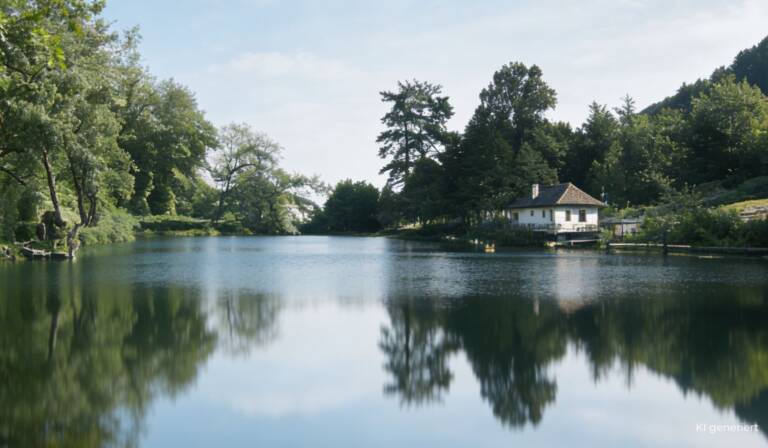 Bärenlochweiher Kindsbach: Kleiner Waldweiher mit Liegewiese, Badezone und Naturgefühl