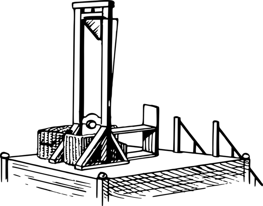 Schwarze Illustration einer Guillotine als Symbol für den Namen Hackmesserseite