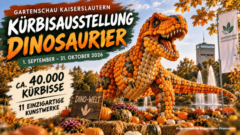 40.000 Kürbisse: Dinosaurier erobern die Gartenschau Kaiserslautern