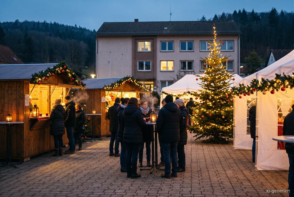 Weihnachtsmarkt-Atmosphäre am Abend – Symbolbild zu Adventsmarkt Thaleischweiler-Fröschen 2026