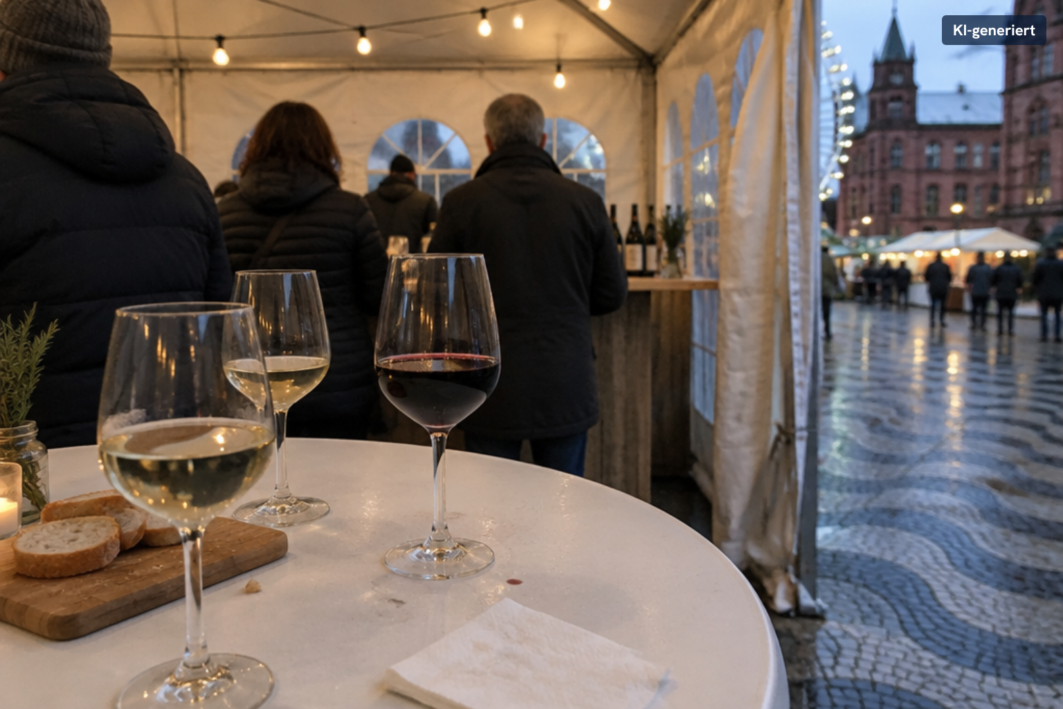Wein und Brot im Weinzelt beim Novembermarkt Pirmasens (Symbolbild)