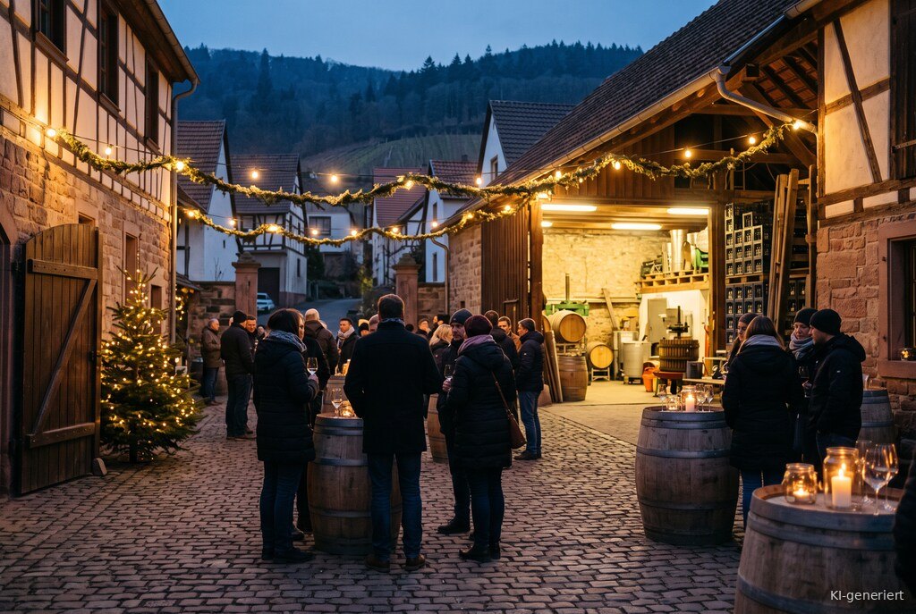 Weihnachtsmarkt-Atmosphäre am Abend – Symbolbild zu Birkweiler Weinwinter 2026