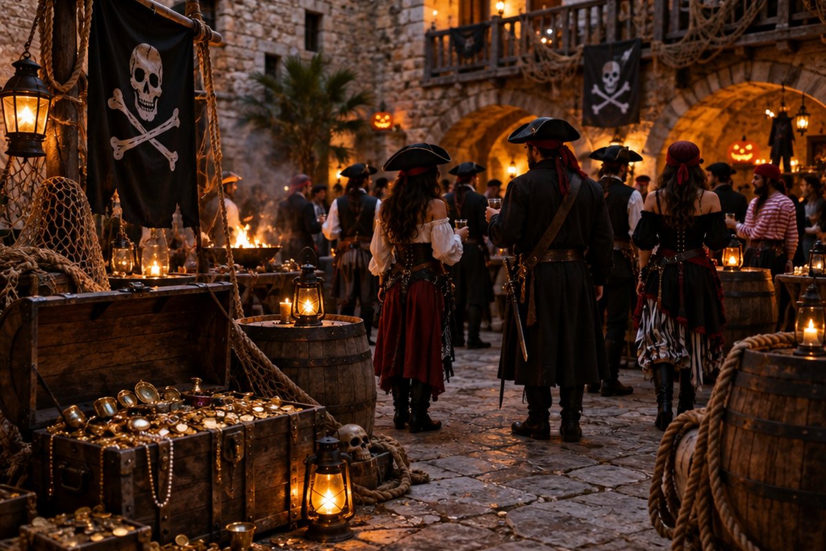 Symbolbild zu Halloween-Party „Fluch der Karibik“ im Kulturhof 1590 Maikammer 2026 (KI-generiert)