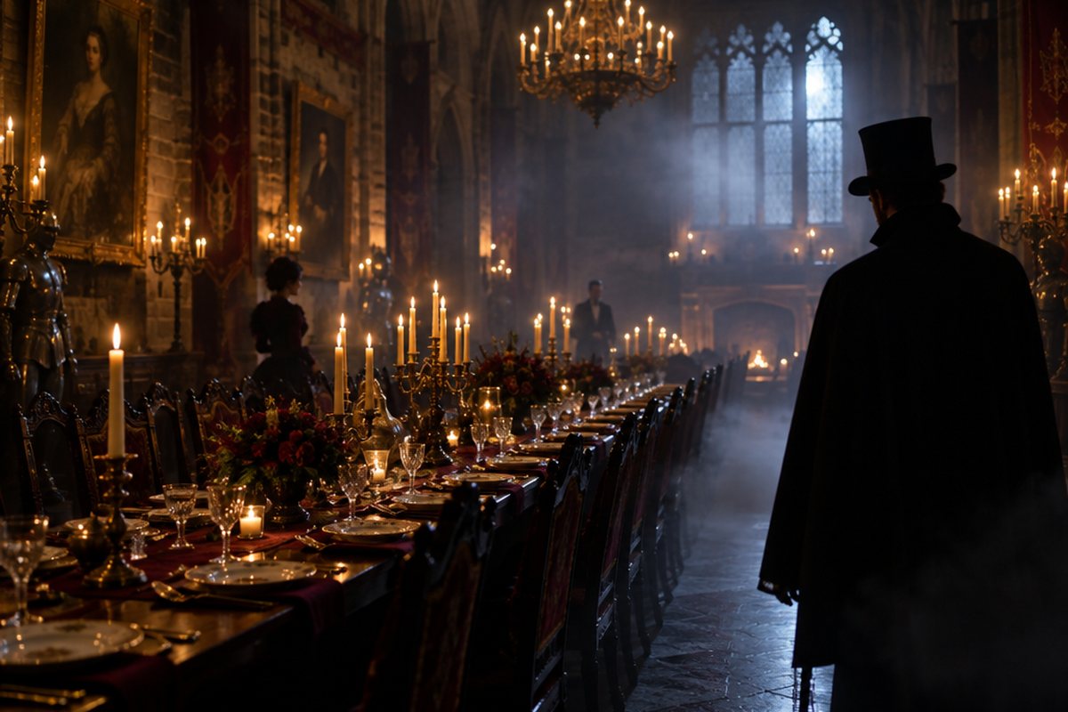 Symbolbild zu Gruseldinner „Jack the Ripper“ auf dem Hambacher Schloss 2026 (KI-generiert)