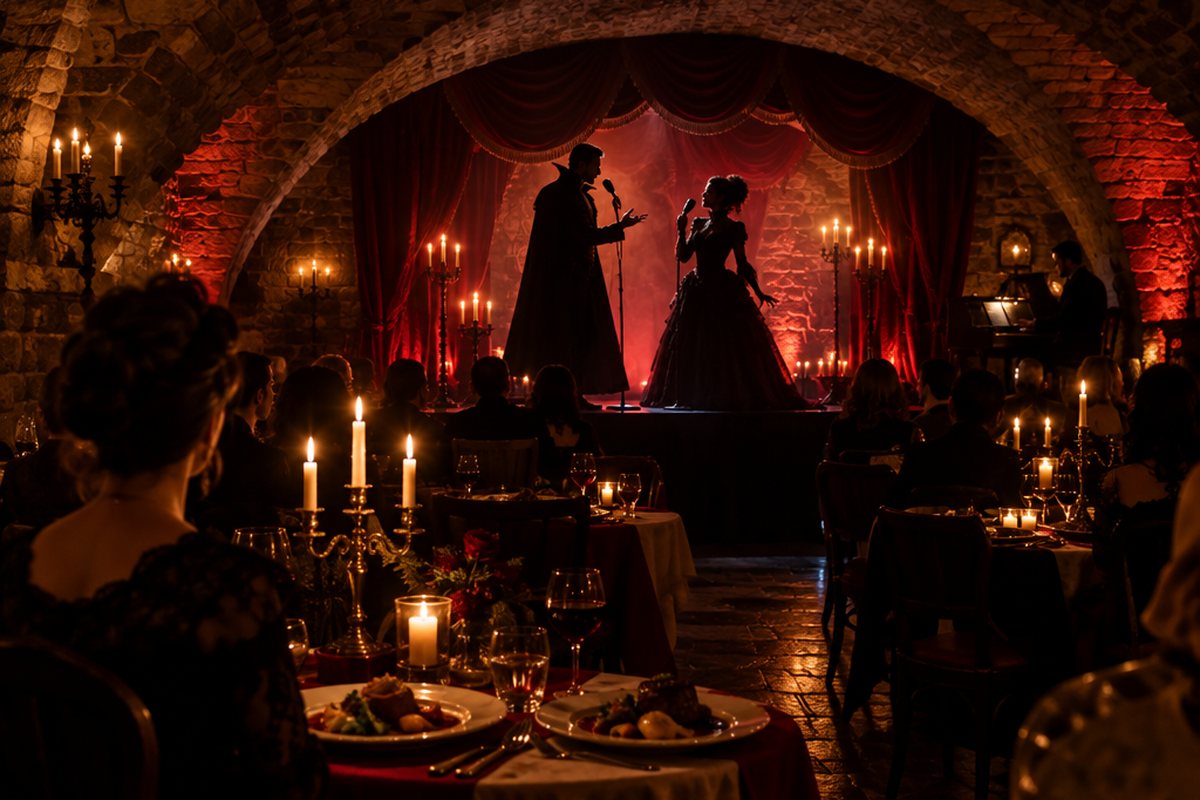 Symbolbild zu Musicaldinner Halloween Special im Ratskeller Saarbrücken 2026 (KI-generiert)