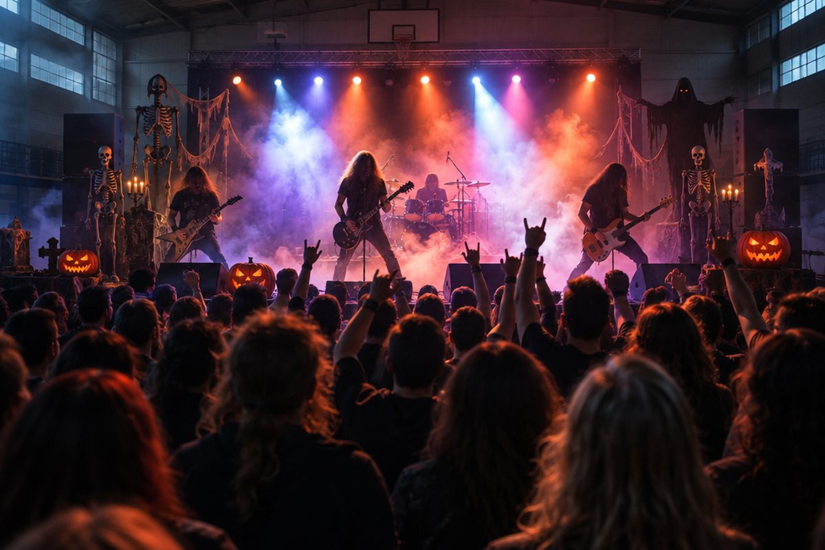 Symbolbild zu Deutschrock-Halloween mit saftWerk in der Bienwaldhalle Kandel 2026 (KI-generiert)