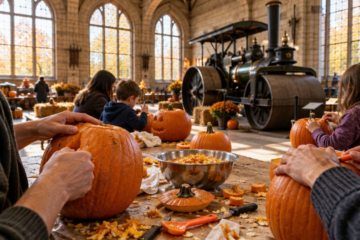Symbolbild zu Halloween-Kürbisschnitzen im Deutschen Straßenmuseum Germersheim 2026 (KI-generiert)