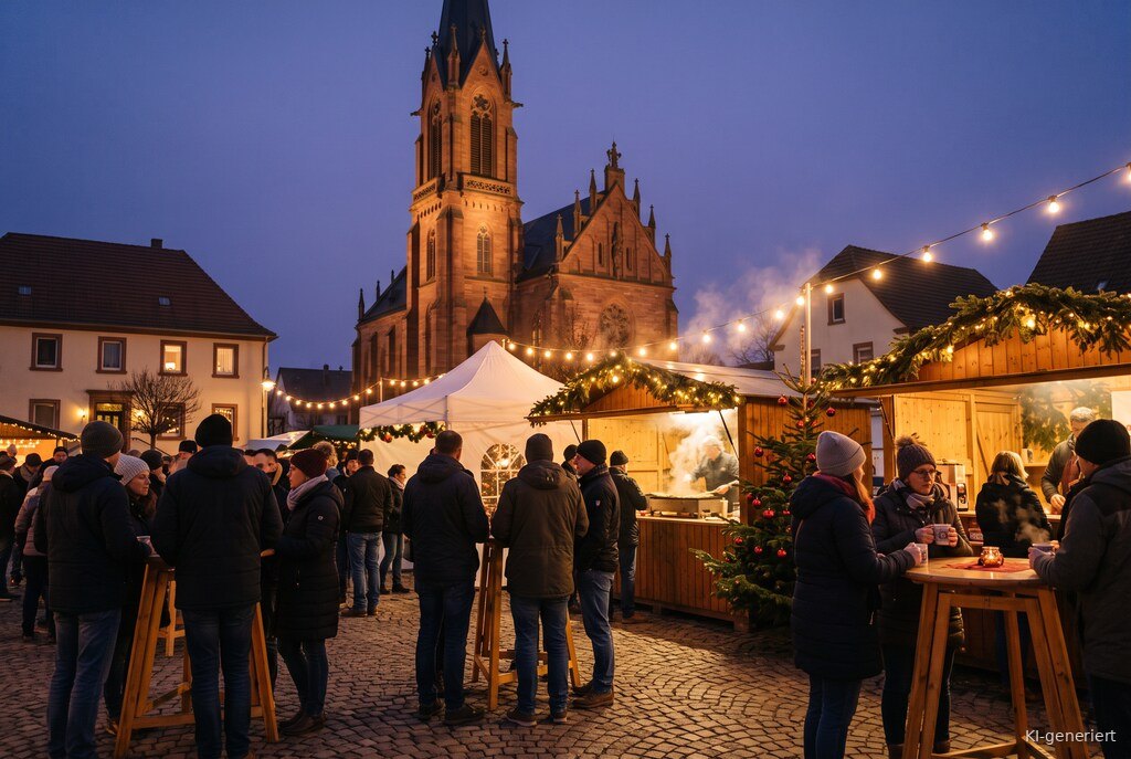 Weihnachtsmarkt-Atmosphäre am Abend – Symbolbild zu Otterstadter Weihnachtsmarkt (Adventzauber am Königsplatz) 2026