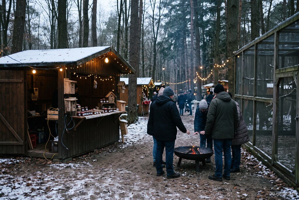 Weihnachtsmarkt-Atmosphäre am Abend – Symbolbild zu Waldweihnachtsmarkt Vogelpark Schifferstadt 2026