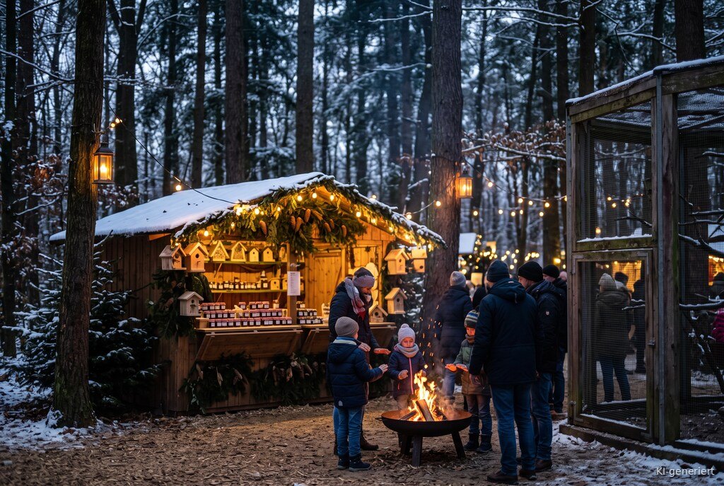 Weihnachtsmarkt-Atmosphäre am Abend – Symbolbild zu Waldweihnachtsmarkt Vogelpark Schifferstadt 2026