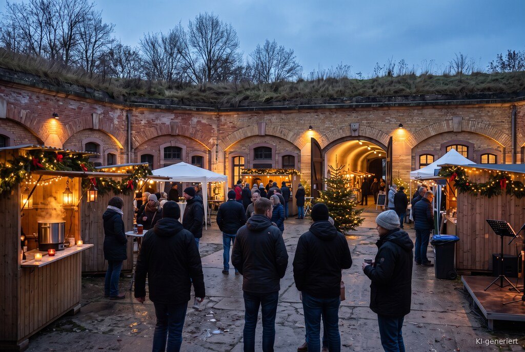 Weihnachtsmarkt-Atmosphäre am Abend – Symbolbild zu Weihnachten in der Festung Germersheim 2026